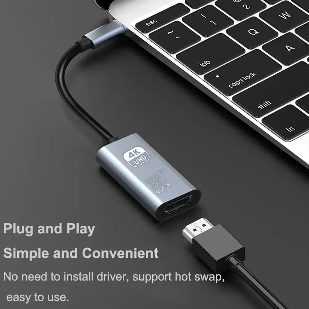 Фото Кабель-адаптер MZX USB-C на HDMI 15 см (5,9 дюйма) 8K/4K 60 Гц/30 Гц для подключения HDTV-устройств, видео для Macbook, iPad, ноутбуков Samsung №4
