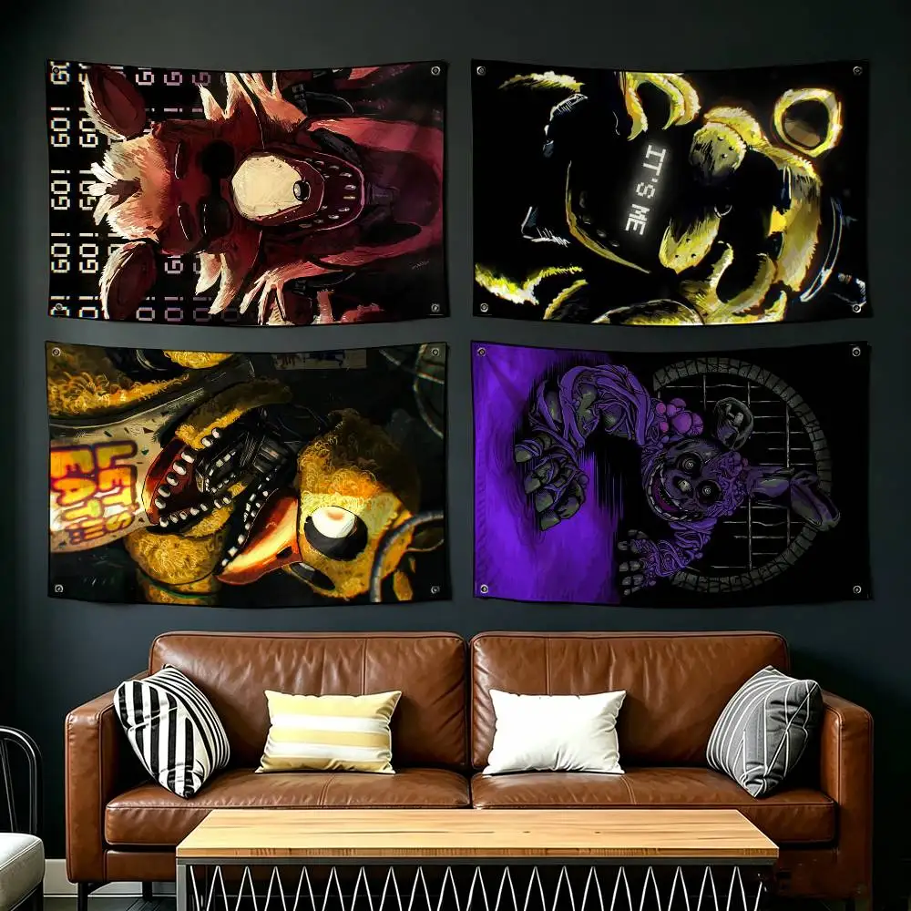 Фото Флаги F-Five-Nights-At-Freddys F-Fnaf, подходящие для вечеринок, клубов, украшения стен на открытом воздухе и в помещении, баннеры, подарки для фанатов №1