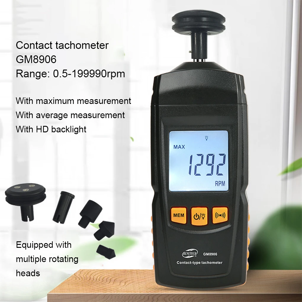 

Digital Contacts Tachometer Button Control Rotate Speeds Meter Backlight
