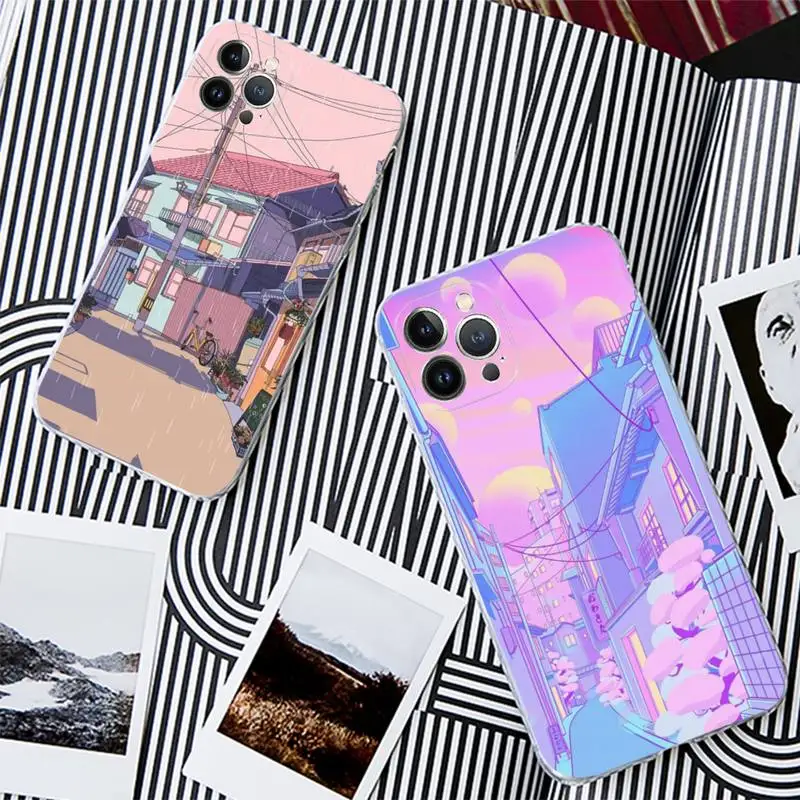 

Japanese Anime Hand Painted Phone Case For iPhone 13 14 Pro Max XS XR 12 11 Pro 13 Mini 6 7 8 Plus Clear Back Cover Capa