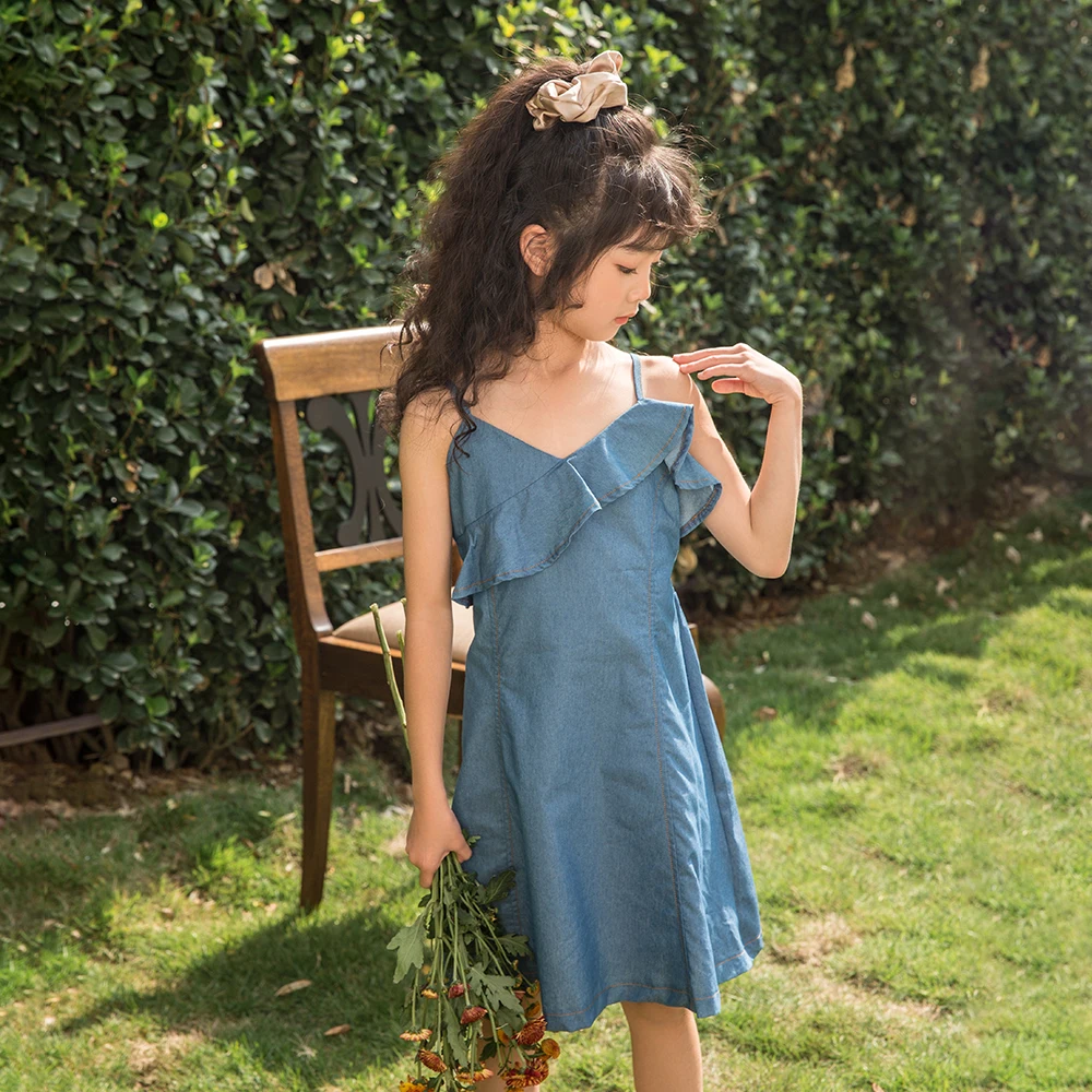 YourSeason Girl Beach Dresses 2022 New Kids Summer Fashion Children Girls Cotton Clothing Sleeveless Denim Casual Dress |