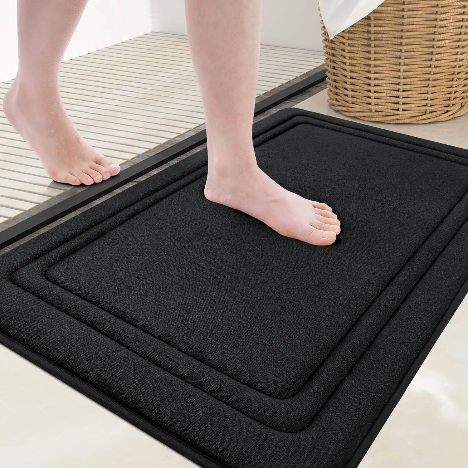 

Thick Memory Foam Bath Mat Soft Comfortable Bath Rug Non-Slip and Absorbent Bathroom Rug Machine Wash Carpet for Bathroom Floor