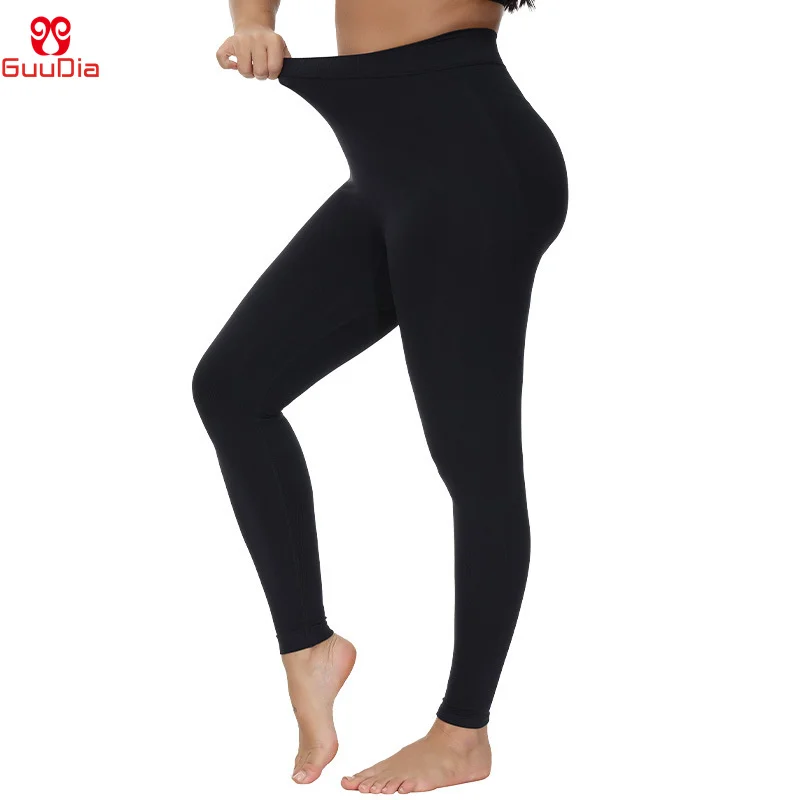 GUUDIA Bigger Elastic Tummy Control Leggings Seamless Compress Legging Compression Tights Smooth Out Butt Lifting Under Pants