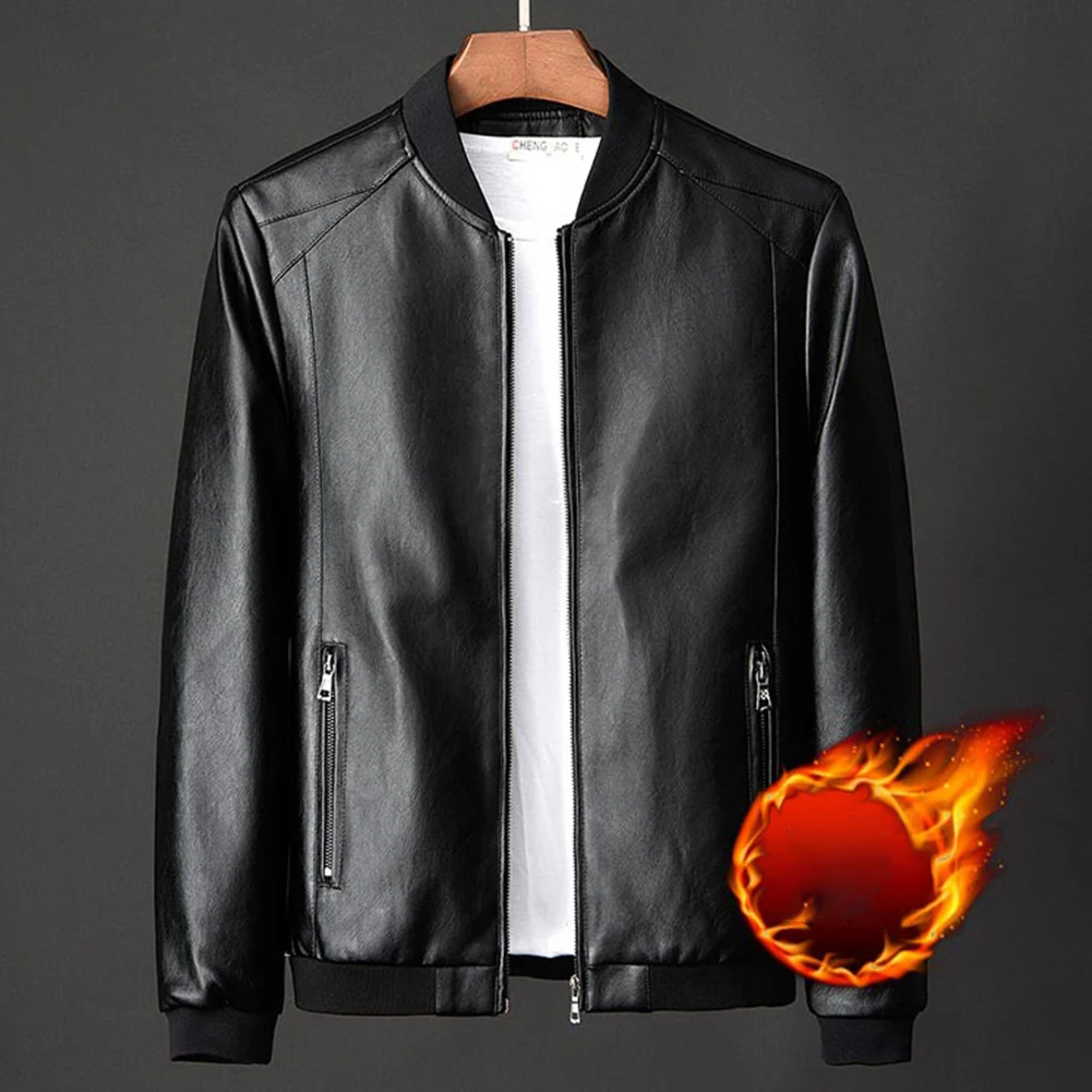 

New Mens Autumn Winter Faux Leather Korean Fashion Fit Slim Coat Zip Up Jackets Casual Baseball Clothes Motorcycle Male Outwear