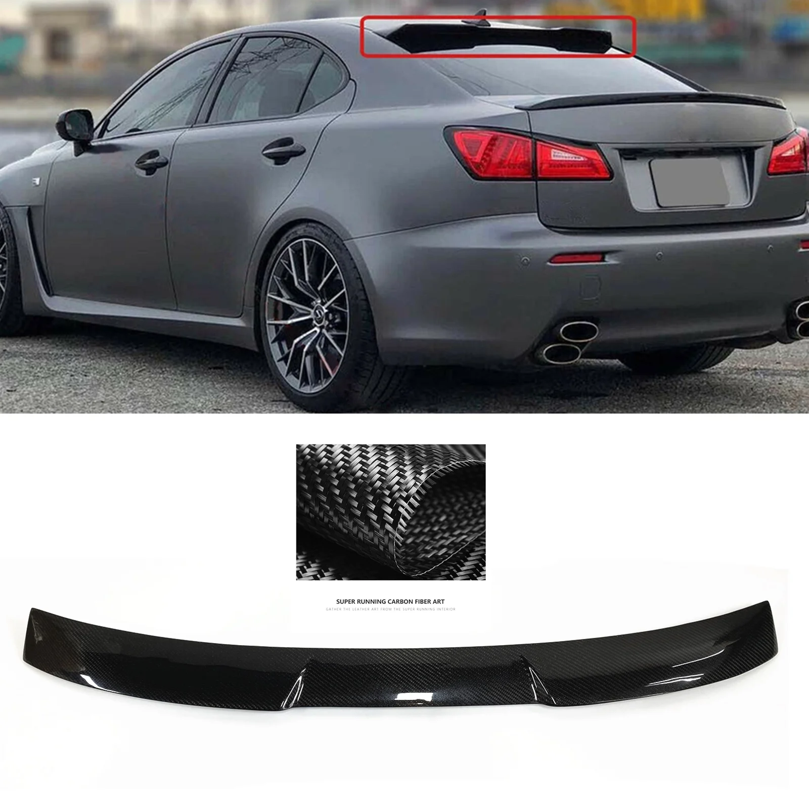 

Rear Spoiler Roof Wing For LEXUS IS250 IS350 ISF 2006-2013 Real Carbon Fiber Car Trunk Lid Upper Dome Window Trim Splitter Lip