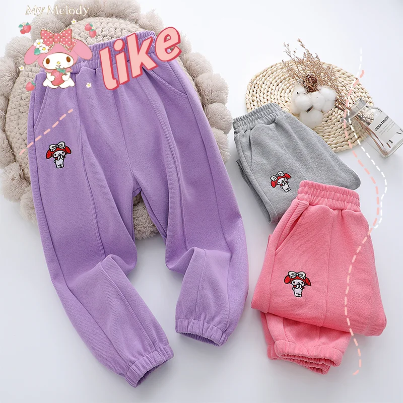 

Sanrios Hello Kitty Sports Pants Children Anime Cartoon Kawaii Korean Version Autumn Casual Girls Cute Cotton Trousers Y2k Gift
