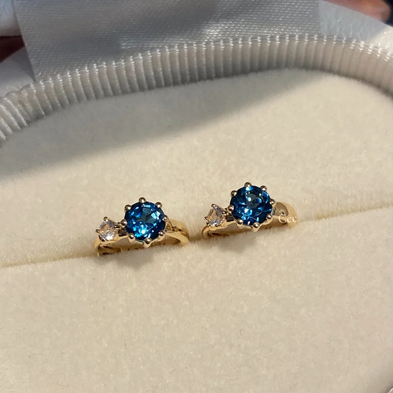 Mewanry синие серьги-кольца с цирконием для женщин и девочек модные милые элегантные