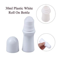 30ml plastic white roll on bottle empty refillable deodorant containers with plastic roller ball travel cosmetic container