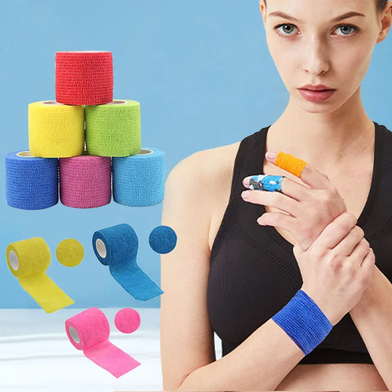 

Красочная эластичная фотоэластичная самоклеящаяся повязка для фитнеса, наколенники, кинезиологические ленты 4,5 м