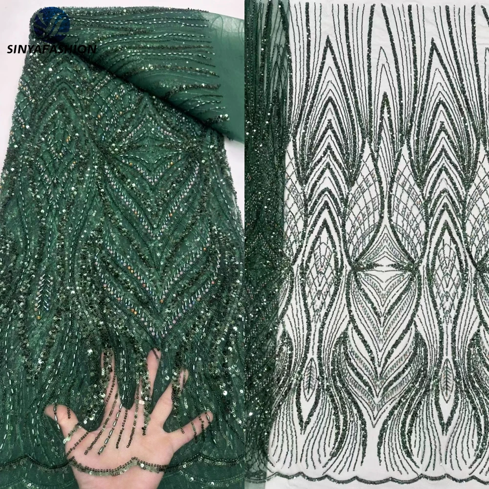 Красные хрустальные бусины блестки африканская нигерийская кружевная ткань 2024