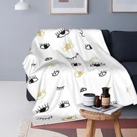 3d funny fashion gold and black cute eyes blanket cover eyelashes flannel blanket household sofa portable soft warm bedding