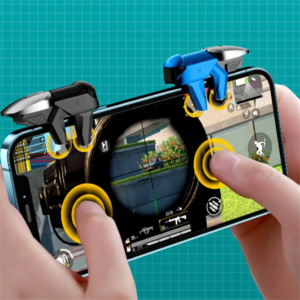 

1 Pair Six Finger Gaming Trigger Shooter Controller Metal Joystick Aim Shooting Key Button Game Aux Artifact For Phone Gaming