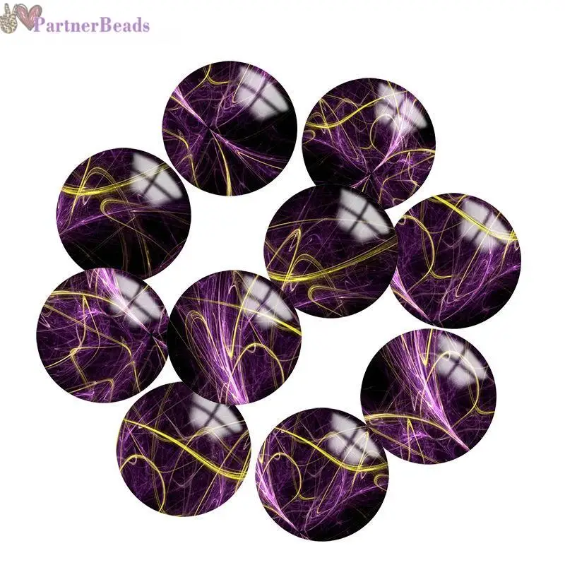 

Purple Pattern Round Photo Glass Cabochon Demo Flat Back Making Findings 20mm Snap Button N6061