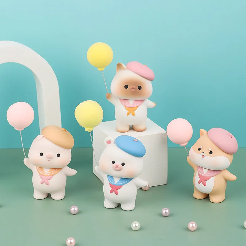 

Adorable Cartoon Animal Figurines Resin Plastic Bear Shiba Inu Paradise Ornaments DIY Desk Miniatures Children Gift