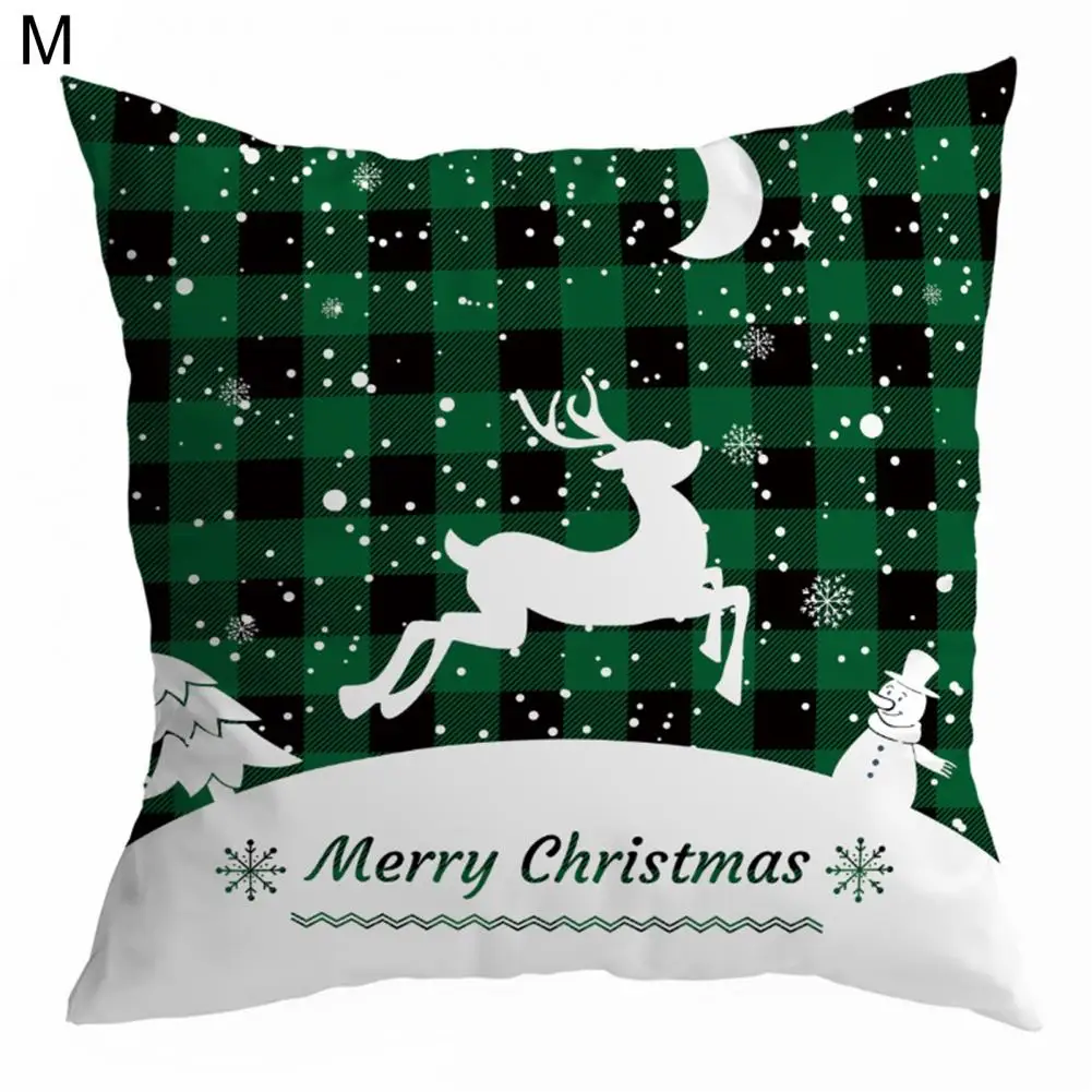 

Comfortable Throw Pillow Cover Easy Insertion Protective Unique Xmas Elk Pattern Cushion Case Sofa Couch Car Seat Decor