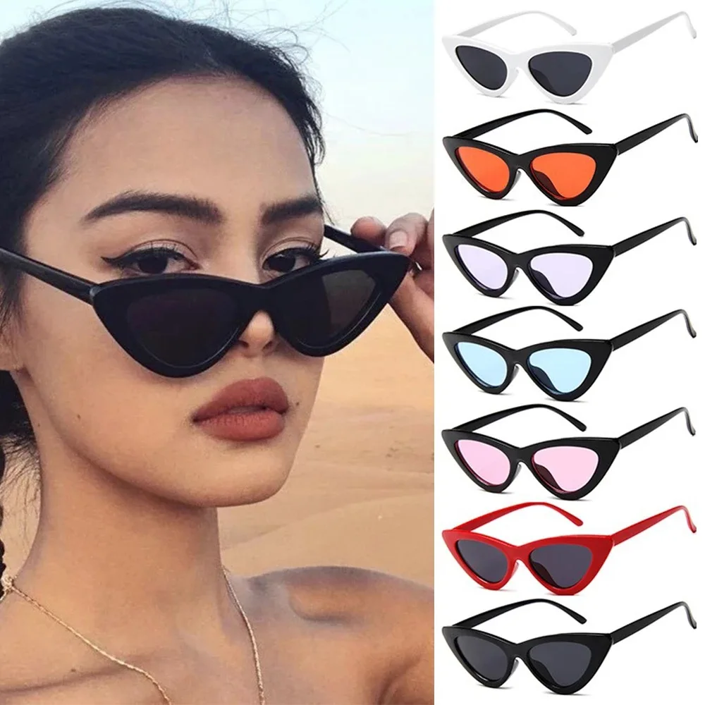 Vintage Hip-hop Small Cat Eye Sunglasses for Women Retro Style Triangle Frame UV400 Sun Glasses Shades Fashion Eyeglasses