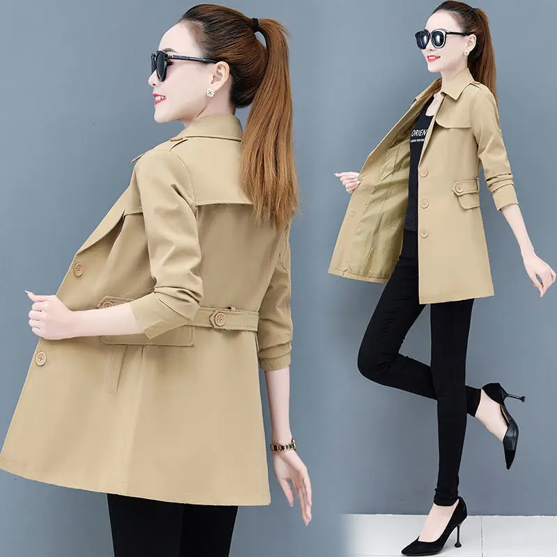 

Женское двубортное пальто, короткое пальто-ветровка, однотонное двубортное пальто в Корейском стиле, модель X88 на весну и осень, 2023
