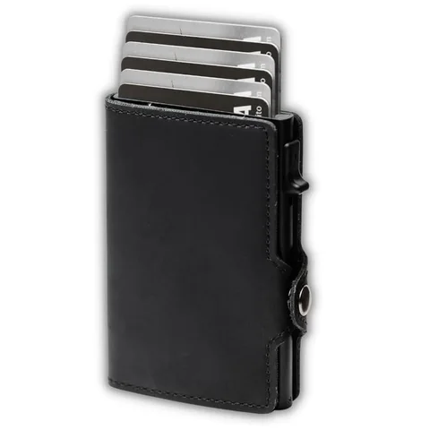 Мужской кошелек SEMORID, минималистичный тонкий бумажник с блокировкой RFID, многофункциональный с окошком для удостоверения личности (с кнопками)