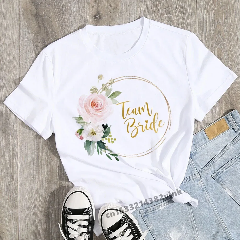 Team Bride Future Mariee Wedding Party Женская футболка Evjf Повседневная женская базовая белая с