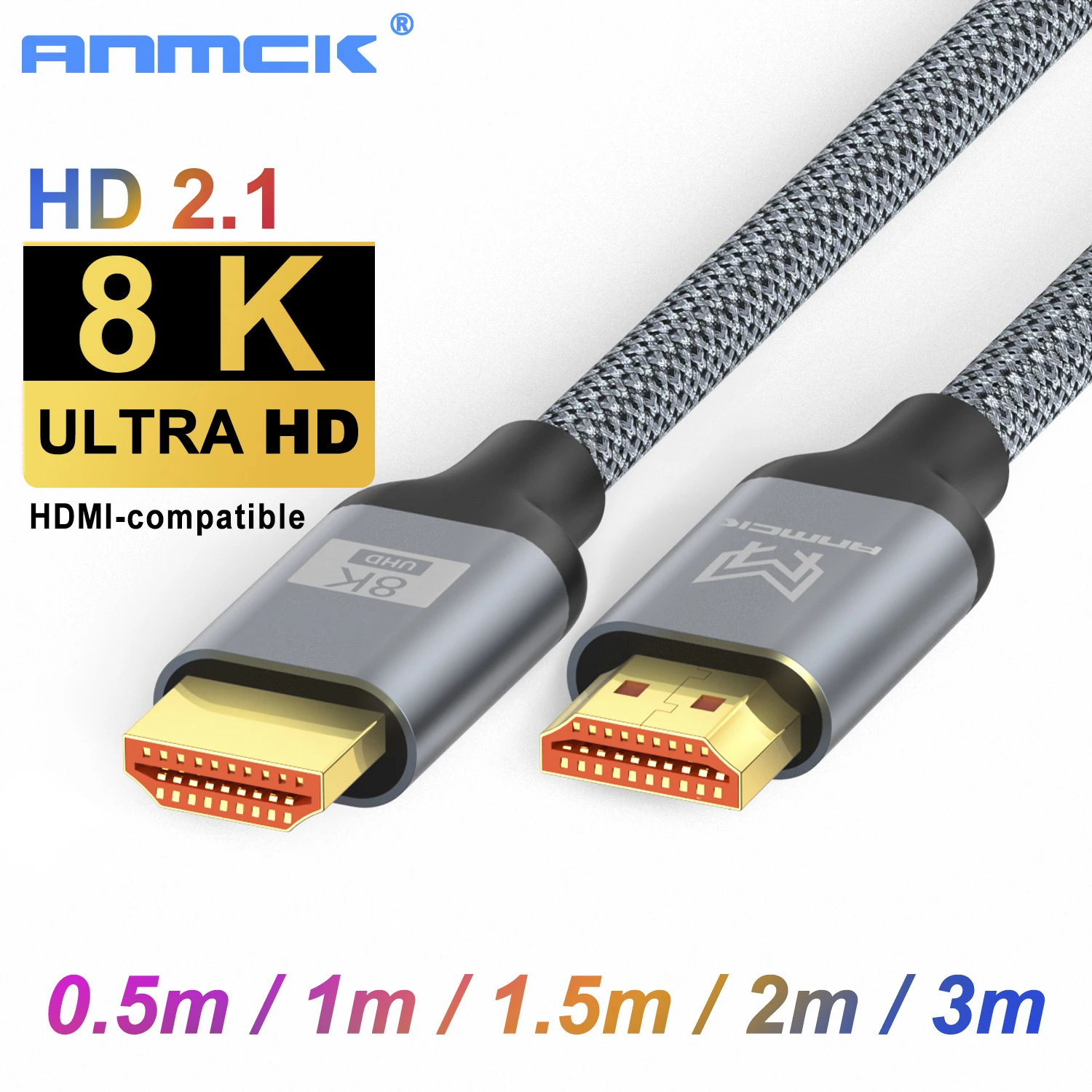Anmck 8K HDMI-compatible Cable 2.1V Ultra HD Video Audio Wire For TV Box PS4 PS5 Projector Laptops Digital Cord Cables 4K