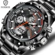 2022 FOXBOX Men Watch Luxury Dual Display Stainless Steel Sport Watch for Men Waterproof Luminous Quartz Wristwatch Mens Watches Other Image