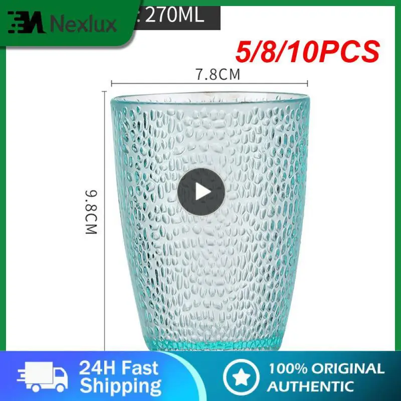

5/8/10PCS 2023 Transparent Drink Cup Drop-resistant Tea Cup Creative Acrylic Cup Kitchen Accessories Suit Restaurant Color
