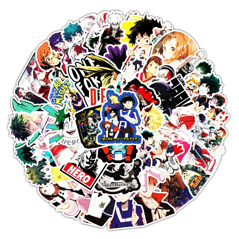 

52 японские декоративные наклейки с граффити в стиле аниме «миheroакадемия», наклейки для багажа, ноутбука, мобильного телефона, скейтборда, в...
