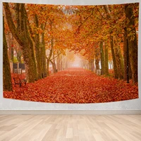 golden forest leaves path scene 3d tapestry nordic autumn wall hanging carpets home bedroom wall cover decoration bed sheet