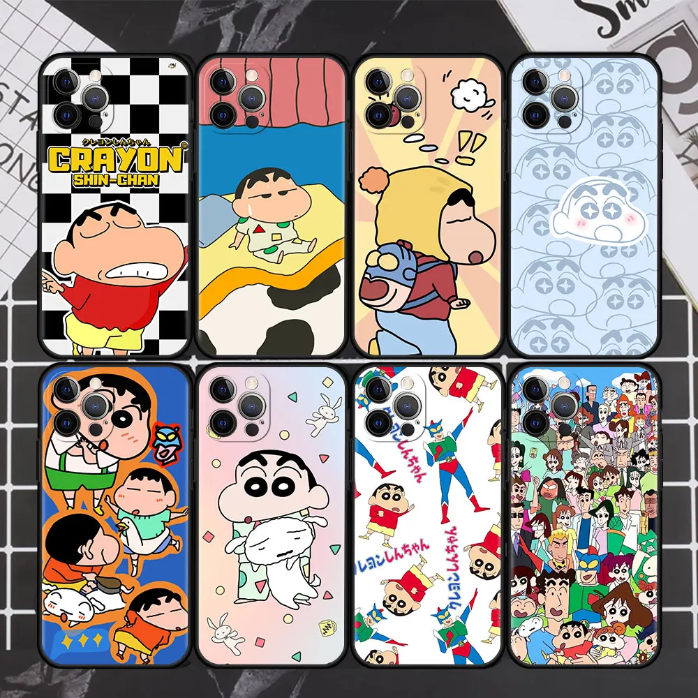 

Anime Crayo Shin Chan Funda Case For Apple iPhone 13 11 12 Pro 7 XR X XS X Max 8 6 6S Plus 5 5S SE 2022 Silicone Phone Coque