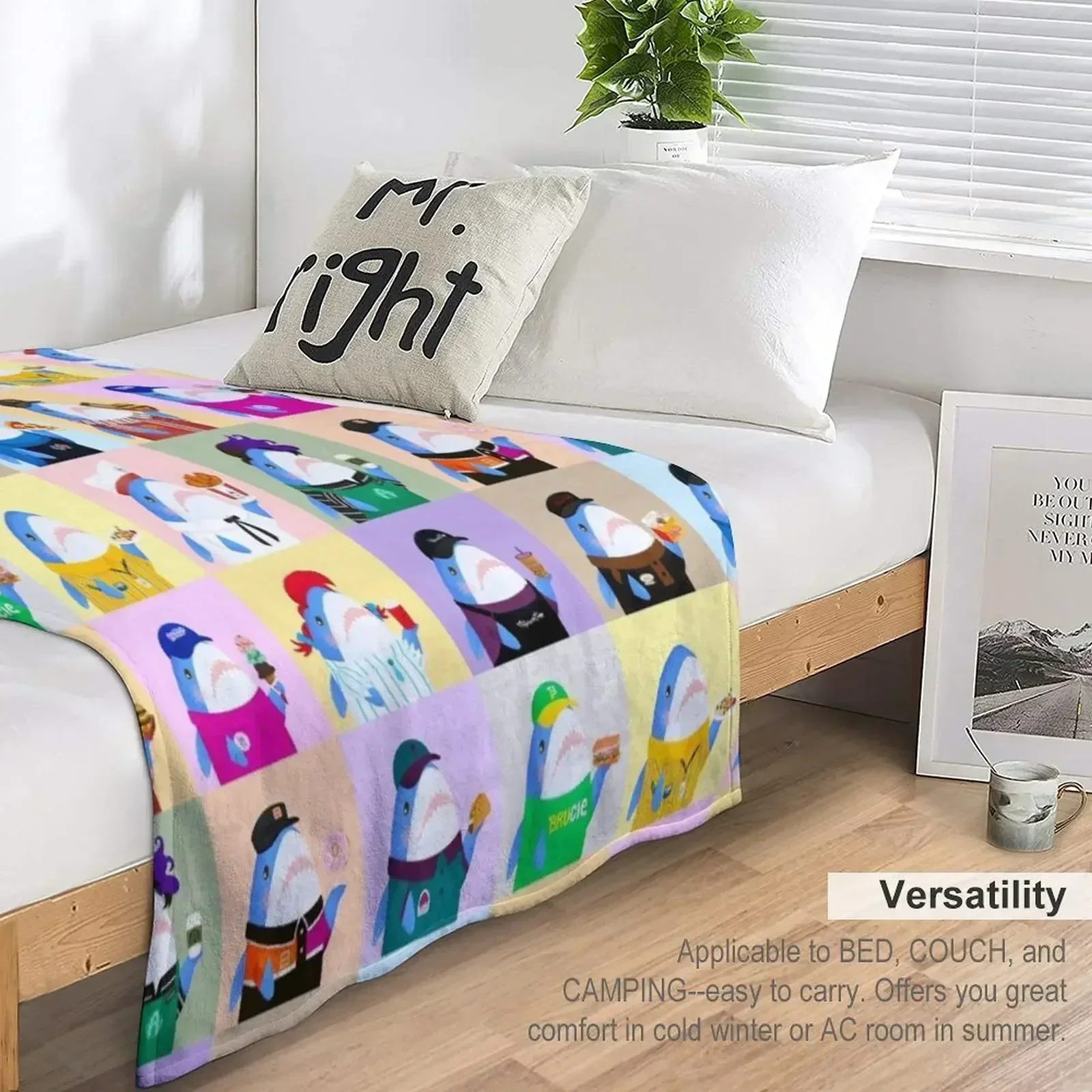 Brucie Blahaj фаст-фуд/смагие пищевые узоры Одеяло Роскошные утолщенные волосатые