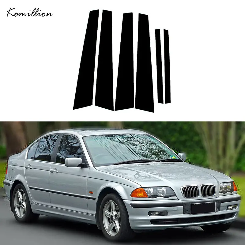 

6 шт. для BMW 3 серии E46 4-дверный седан 1998-2005 автомобильные столбы глянцевые черные двери окна молдинг крышка наклейки аксессуары