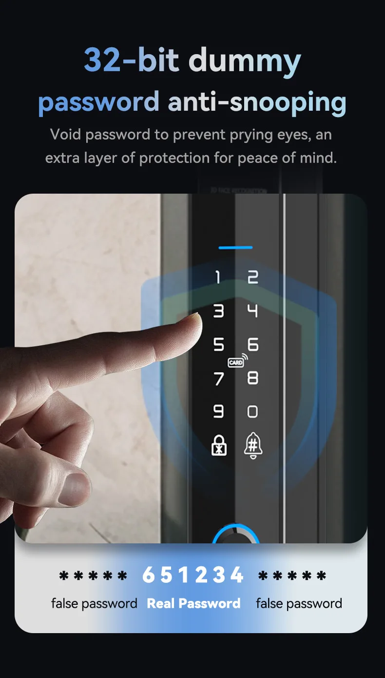 Фото Smartier Tuya цифровой автоматический электронный биометрический замок Ttlock Wi-Fi интеллектуальный замок с узкими краями дверной замок с отпечатками пальцев №4