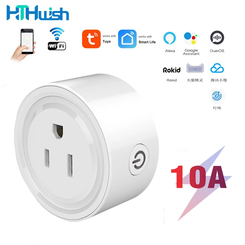 

Tuya WiFi Smart Plug 10A US Smart Socket With Power Monitor Outlet Timing Function Voice Control Via Alexa Google Home 110V-240V