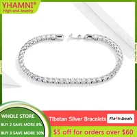 luxury inlay 47 pieces 3mm rhinestones tennis bracelets crystal wedding chain bracelet for women men 925 silver color bracelet