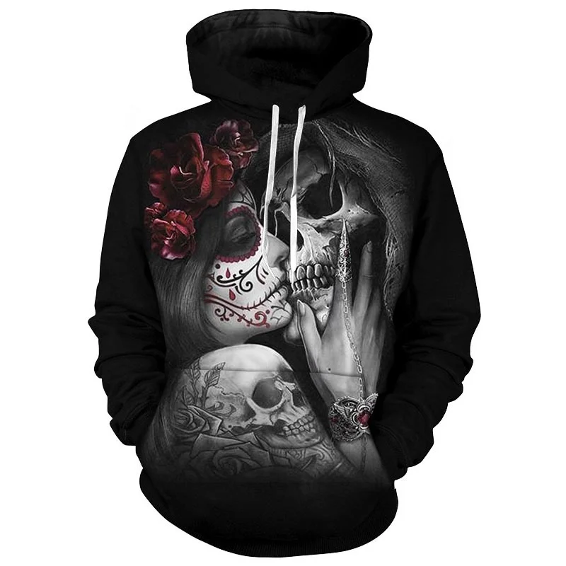 2022 high quality Hoodie skull beauty kiss fashion sweatshirts Long Sleeve printed black Hoodies Coats plus size men/women s-6xl |