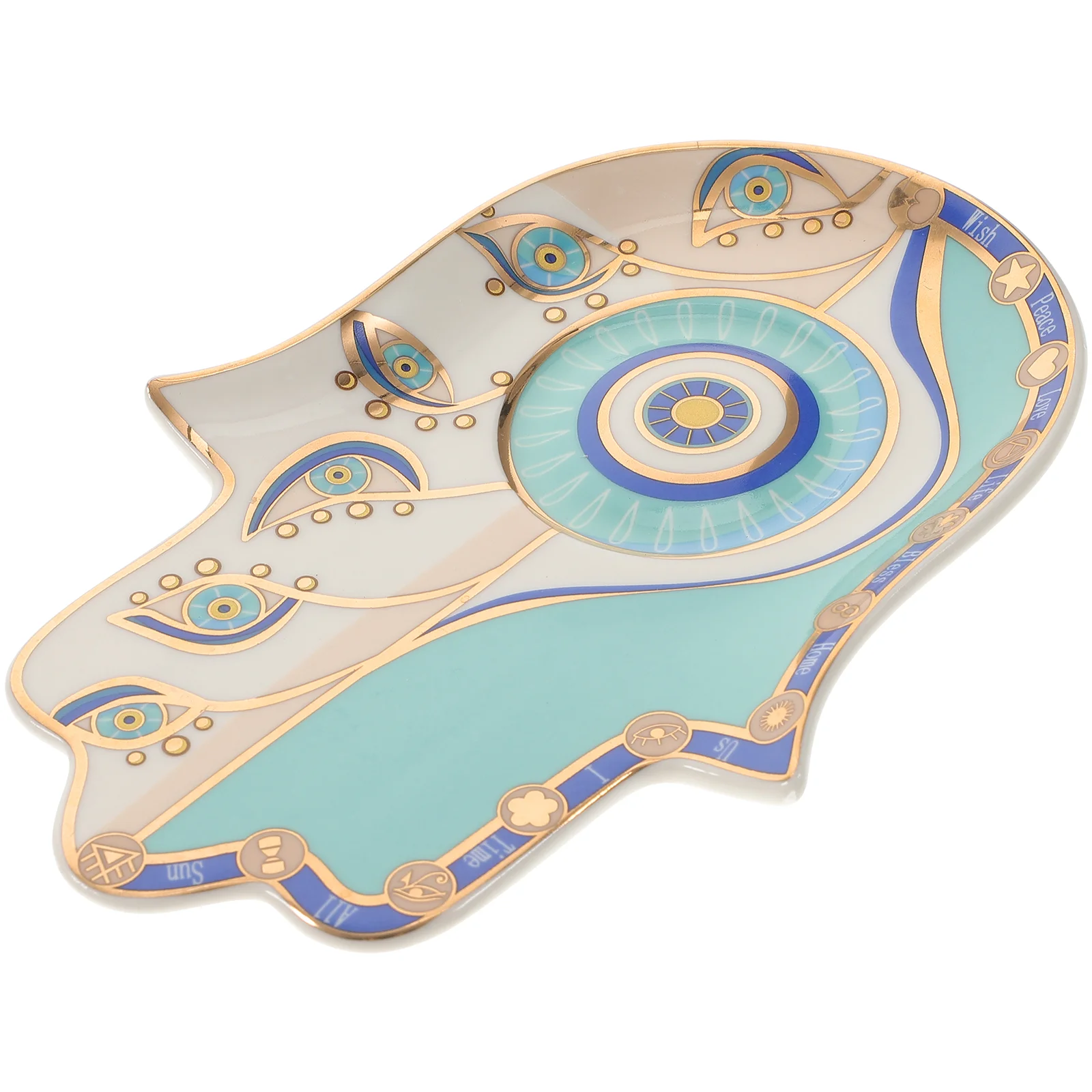 

Dish Jewelry Tray Eye Plate Evil Hamsa Ring Trinket Serving Ceramic Hand Holder Extra Large Platter Necklace Organizer Storage