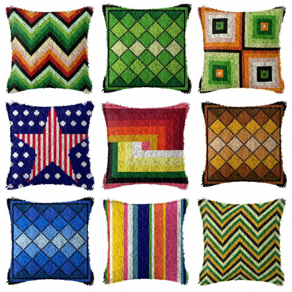 

Наборы крючков с защелкой, животные в клетку, искусственная кожа, 3D сегментная вышивка, подушка, холст, шерстяная вышивка, наволочка, подушки «сделай сам»