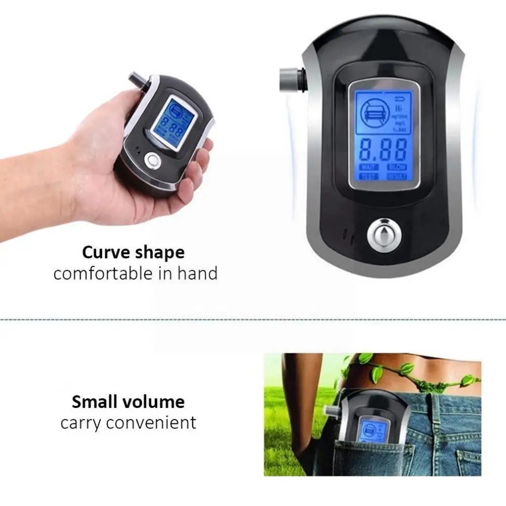 

Digital Breath Alcohol Tester Breathalyzer Met Lcd Sensitivity 5 With At6000 Display Mouthpieces Professional High P0r9