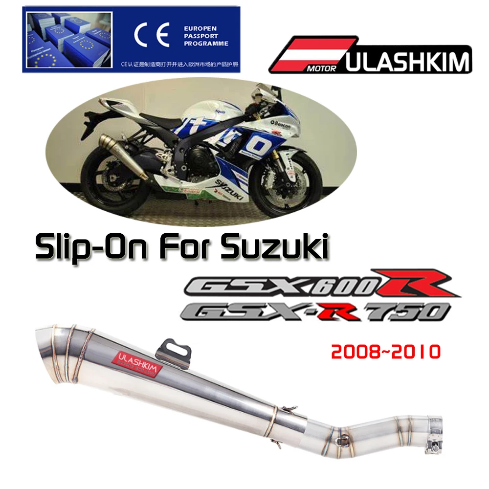 Slip On For Suzuki GSXR600 Gsxr700 Gsxr750 K7 Motorcycle Full Exhaust Middle Pipe GSX R700 R750 R600 GSXR 600 750 2008 To 2010