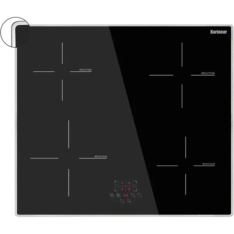 

Karinear Induction Cooktop, 4 Burner Electric Cooktop 24 Inch, Built-in Induction Cooker with Glass Protection Metal Frame