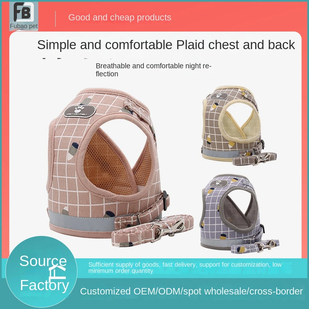 

Dog Harness Clothes Vest Chest Cat Collars Rope Small Dogs Reflective Breathable Adjustable Outdoor Walking Pet Supplies