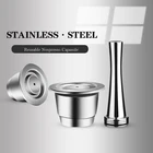 ICafilasNew металлический фильтр для кофе Nespresso 2 в 1 из нержавеющей стали многоразовая капсула перезаряжаемая 1 ложка + 1 щетка