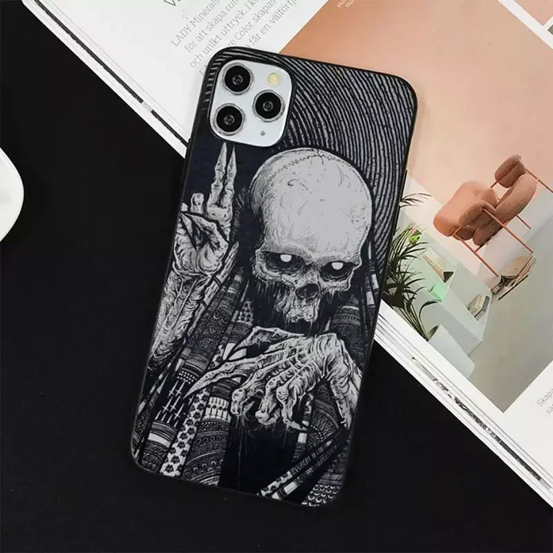 

Бесплатная доставка, готический Модный чехол для телефона с черепом для iphone 13 11 12 pro XS MAX 8 7 6 6S Plus X 5S SE 2020 XR