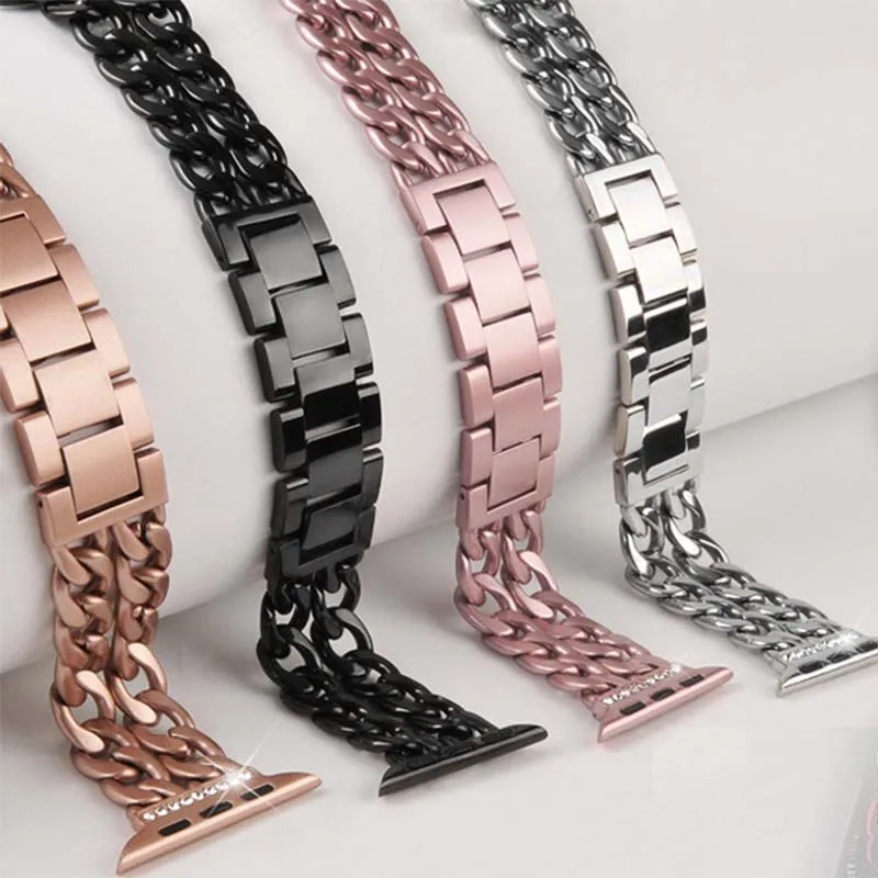 

Chain Strap Women Metal Watch Band for Apple Watch 7 6 5 4 SE 40mm Stainless Steel Bracelet for Iwatch 38mm 41mm 45mm 42mm 44mm