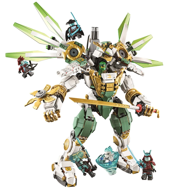 

New 929pcs Ninja Lloyd Titan Mech Robot DIY Building Blocks Sets with Figures Educational Compatible 70676 Toys for Children