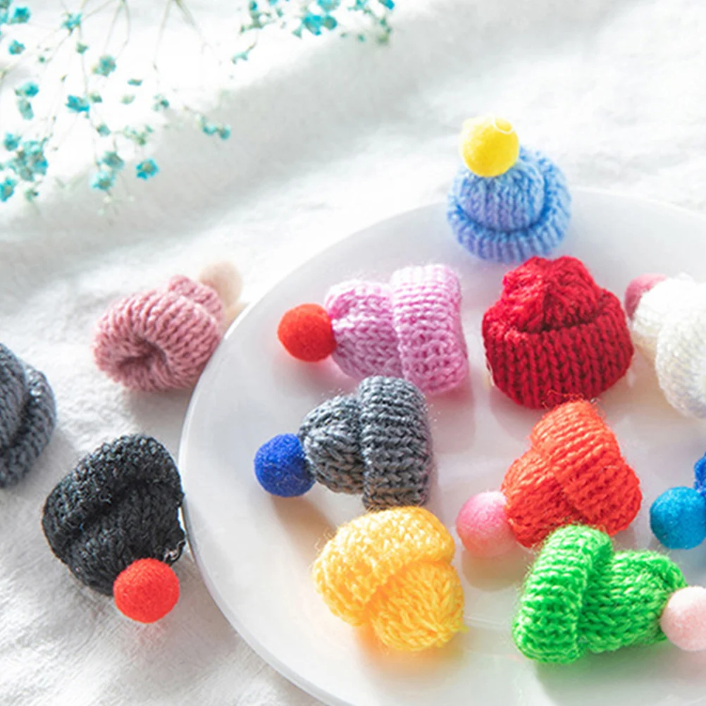 

30 Pcs Tiny Knit Hats Christmas Tree Decorations DIY Craft Ornaments Nativity Mini Knitting
