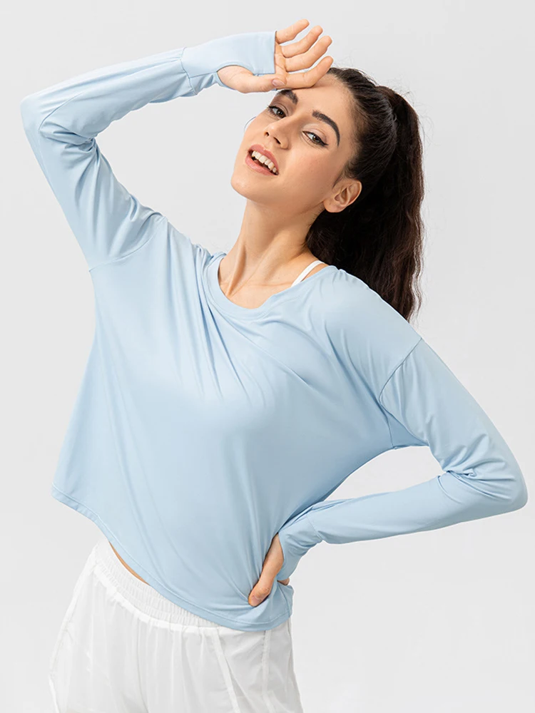 

SALSPOR Long Sleeve Yoga Shirts Anti-ultraviolet Breathable Women Cycling T-shirts Outdoor Naked Feeling Fitness Sports Top