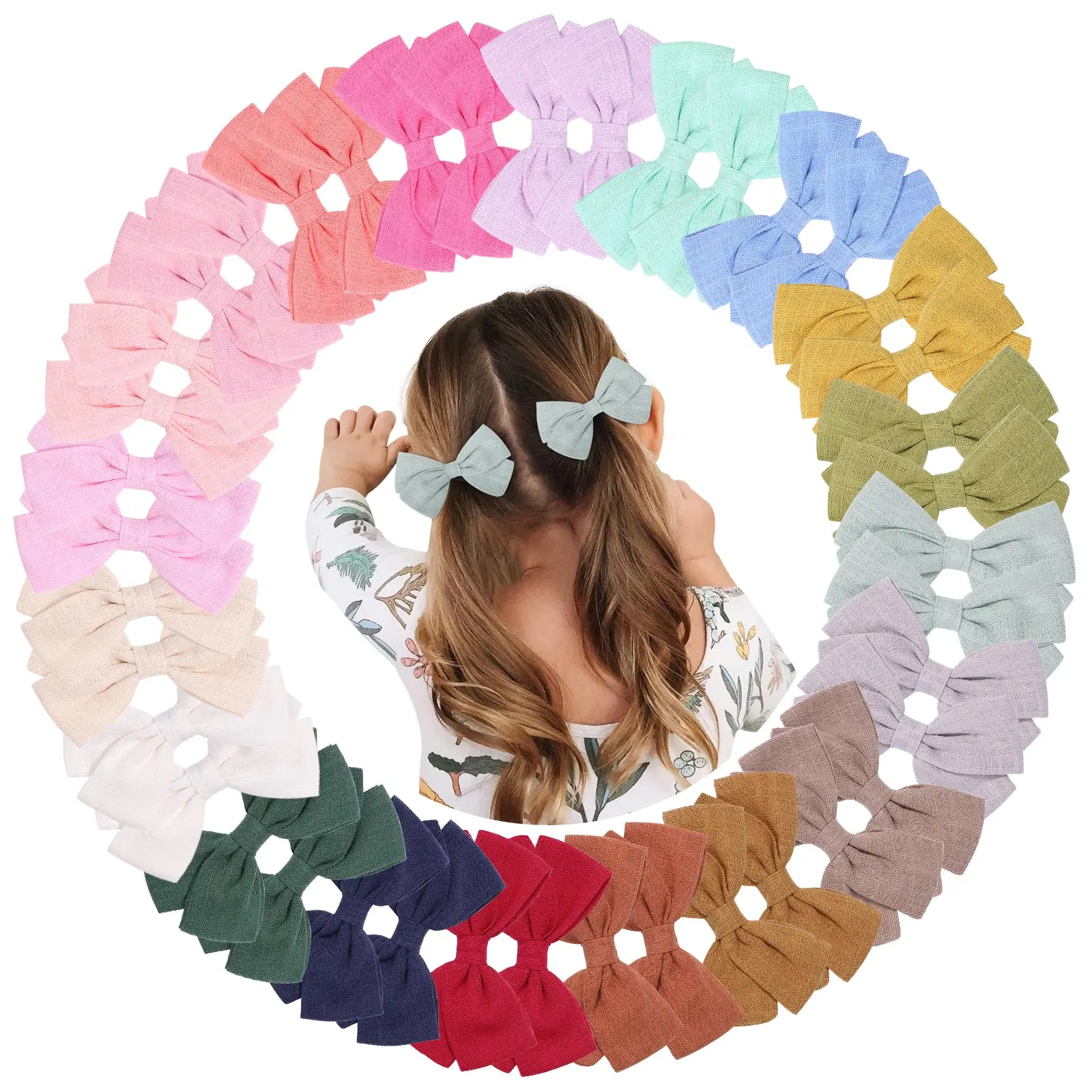 

20Colors 3.3‘’ Candy Color Bowknot Hair Clips For Cute Girls Bow Hairpins Cotton Safety Barrettes Headwear Kids Hair Accessories