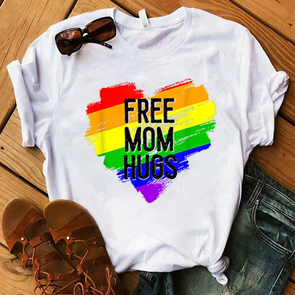 Футболка женская с рисунком Мама обнимает модный топ в Корейском стиле Харадзюку