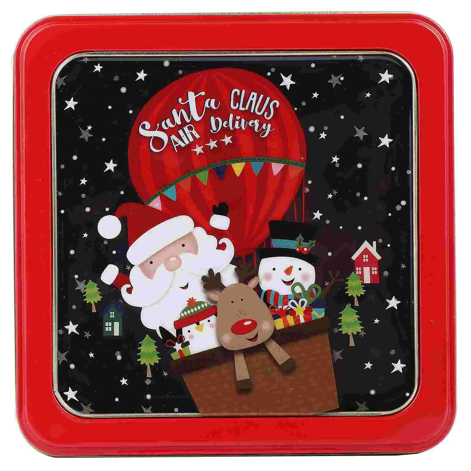 

Christmas Box Tin Candy Cookie Tins Boxes Decorative Emptystorage Gift Holidaycontainer Tinplate Lid Metal Decorations Can Lids